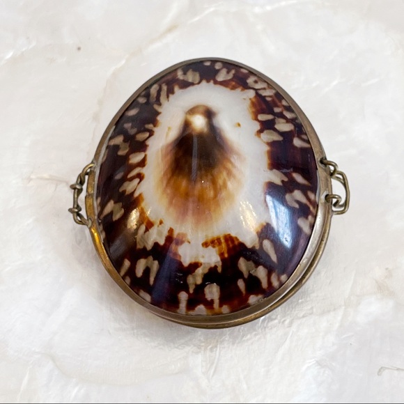 Brown Shell Trinket Brown Engagement Ring Box - Picture 2 of 9